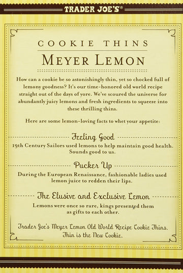 Trader Joe'S Meyer Lemon Cookie Thins 9Oz(255G)