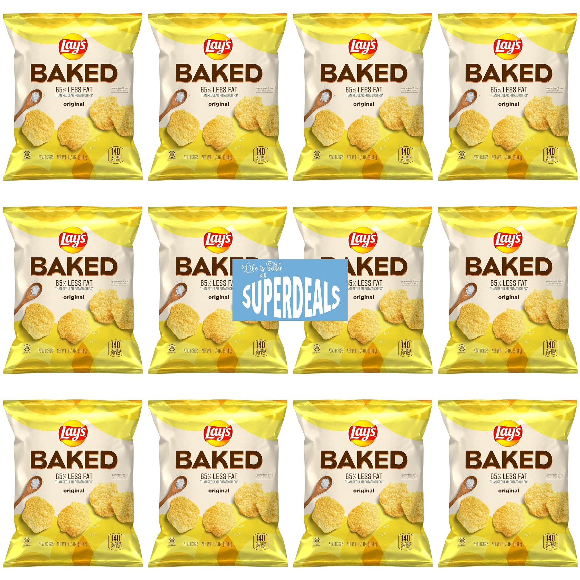 Baked, Original Potato Crisps, 1.125 Ounce (Pack Of 12) Value Pack Bundled By Superdeals With Mystery Gift