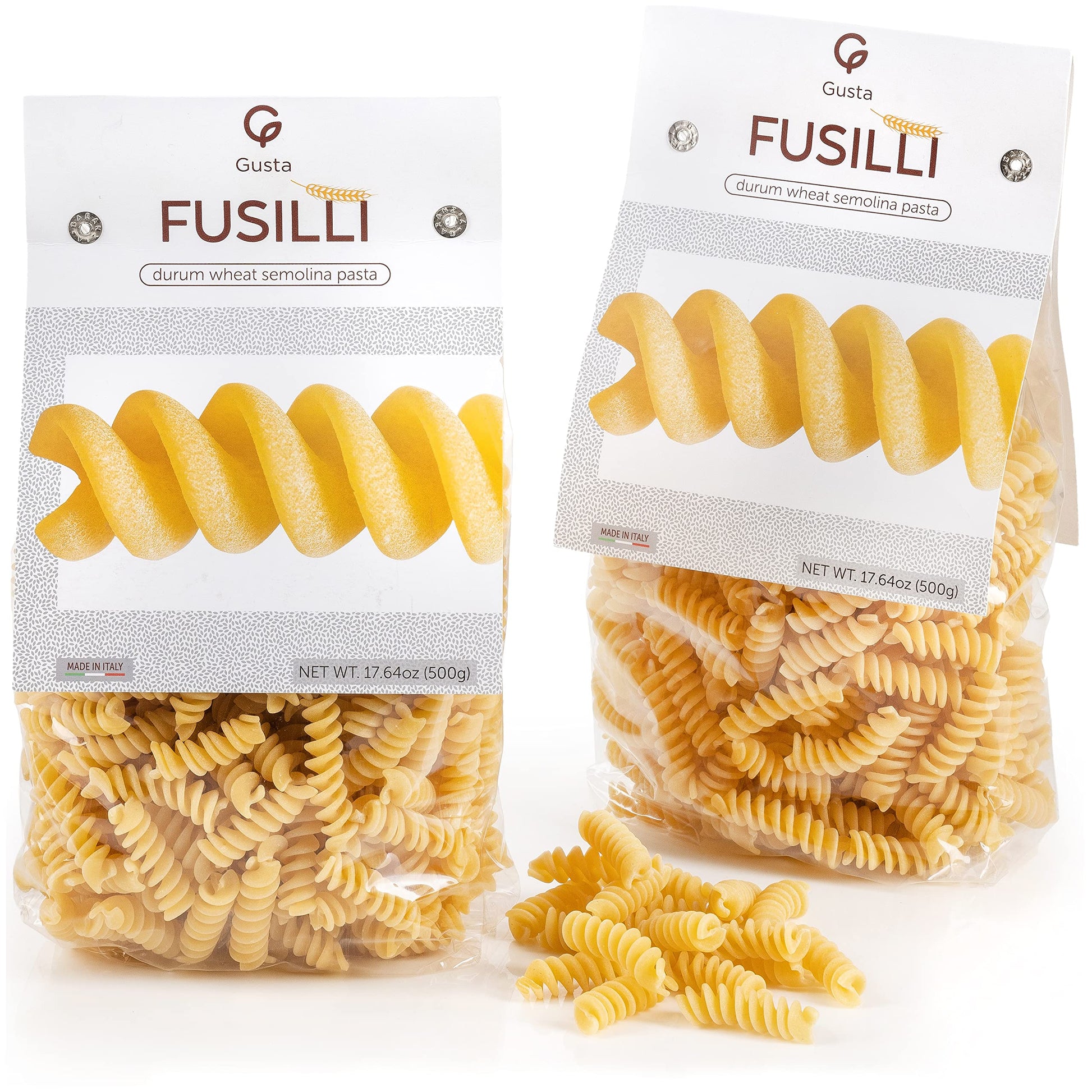 GUSTA Rotini Fusilli Pasta - Organic Durum Wheat - Non-GMO - 17.64oz (2 Pack)