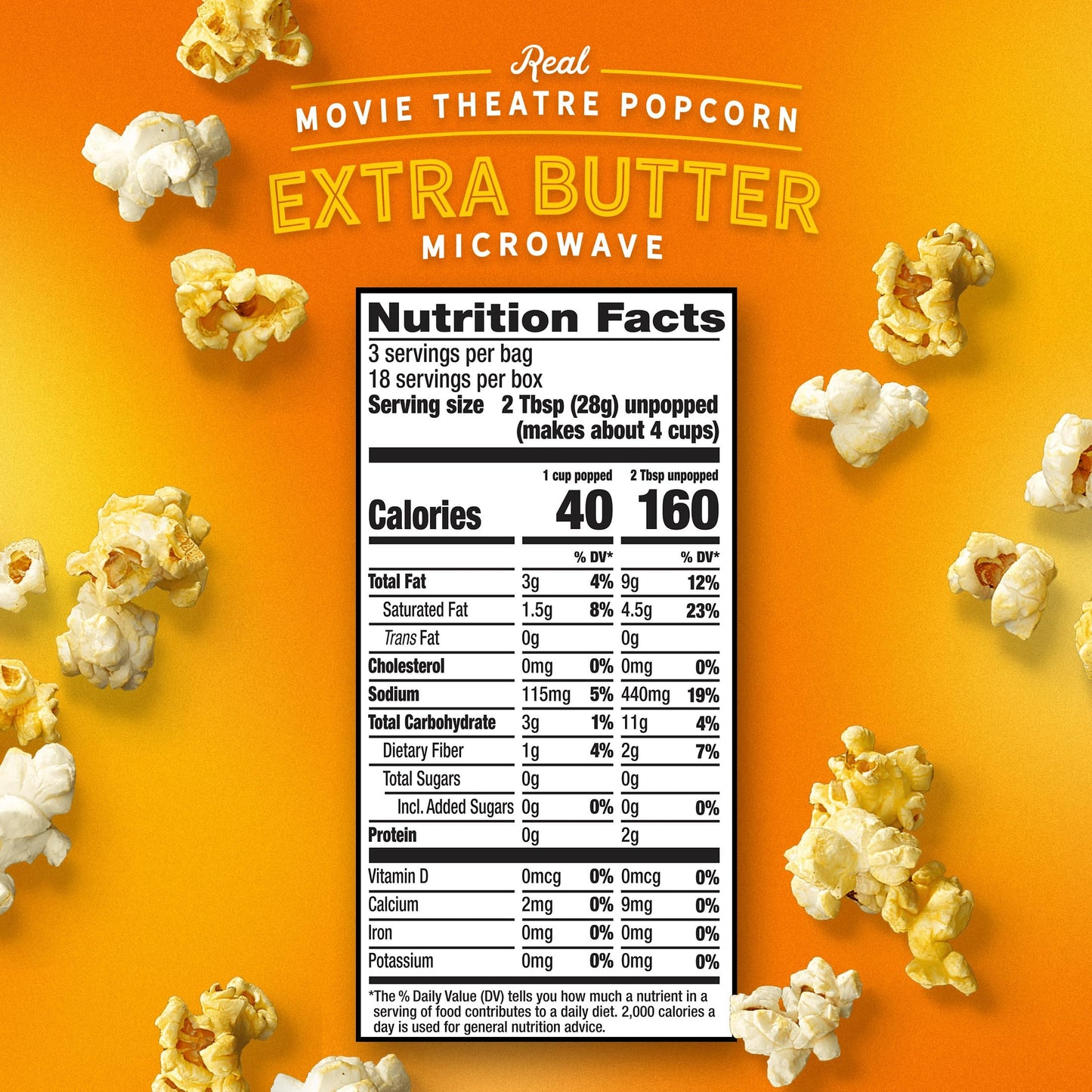 AMC Theatres Microwave Popcorn, Extra Butter, 2.75 oz (6 Boxes, 36 Count)