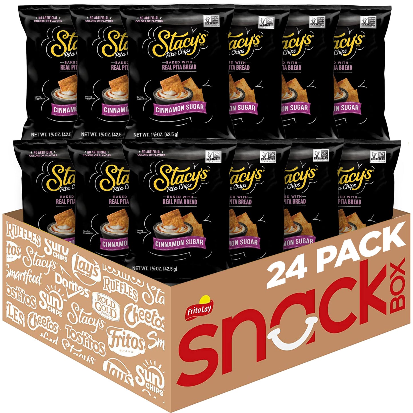 Stacys Pita Chips, Cinnamon Sugar, No Artificial Colors or Flavors, 1.5 oz (Pack of 24)