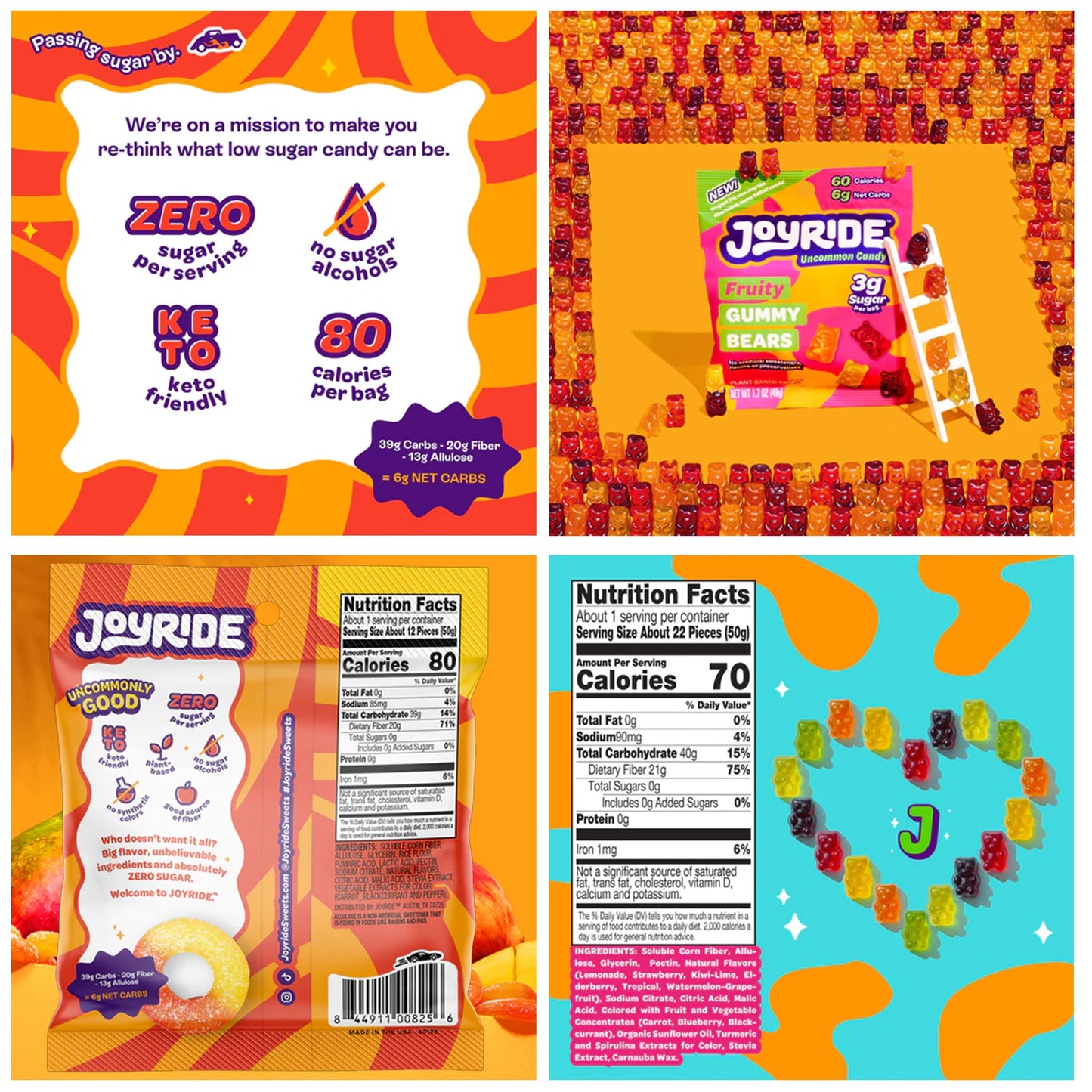 SmartSweets, Joyride Project 7 Low Sugar Candy Variety Box - Low Calorie, High Fiber, Low Carb Gummies and Lollipops