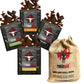 Bold & Flavor-Packed Beef Jerky Variety Pack – 100% Real Beef Sampler With Peppered, Original, Jalapeño & Teriyaki | 4 Jerky Snack Packs In Signature Runnin’ Wild Burlap Bag | Gifts For Men Who Love Meat