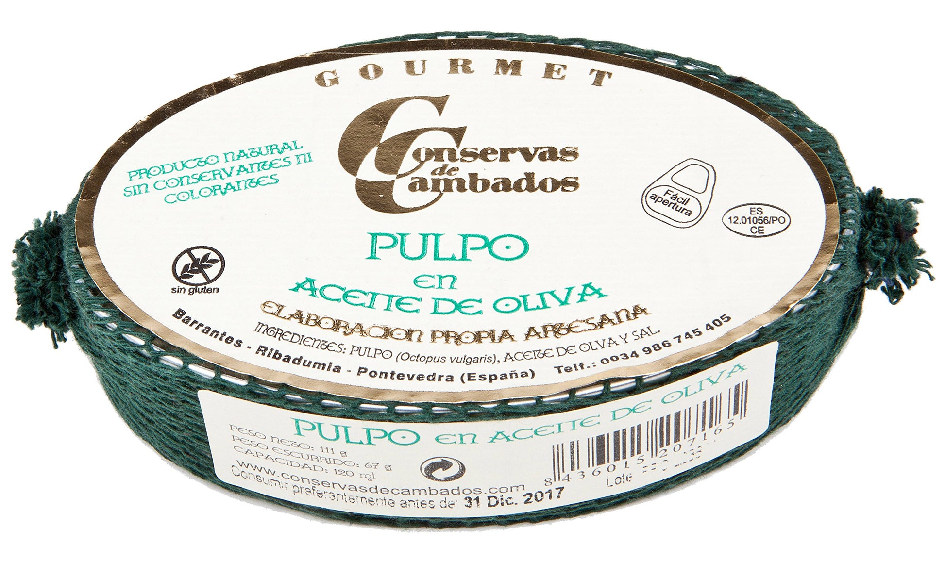 CONSERVAS DE CAMBADOS Octopus in Olive Oil, 111g (3.92 oz) - Premium Seafood, Pack of 1