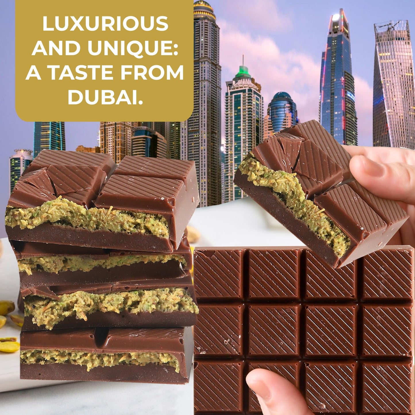 Chobella Dubai Chocolate Bar Pistachio 3.5 Oz (100G), Luxury Viral Dubai Chocolate With Shredded Phyllo Dough, Knafeh Candy Bar With Pistachio Cream And Kataifi, Knafeh, Gift Box