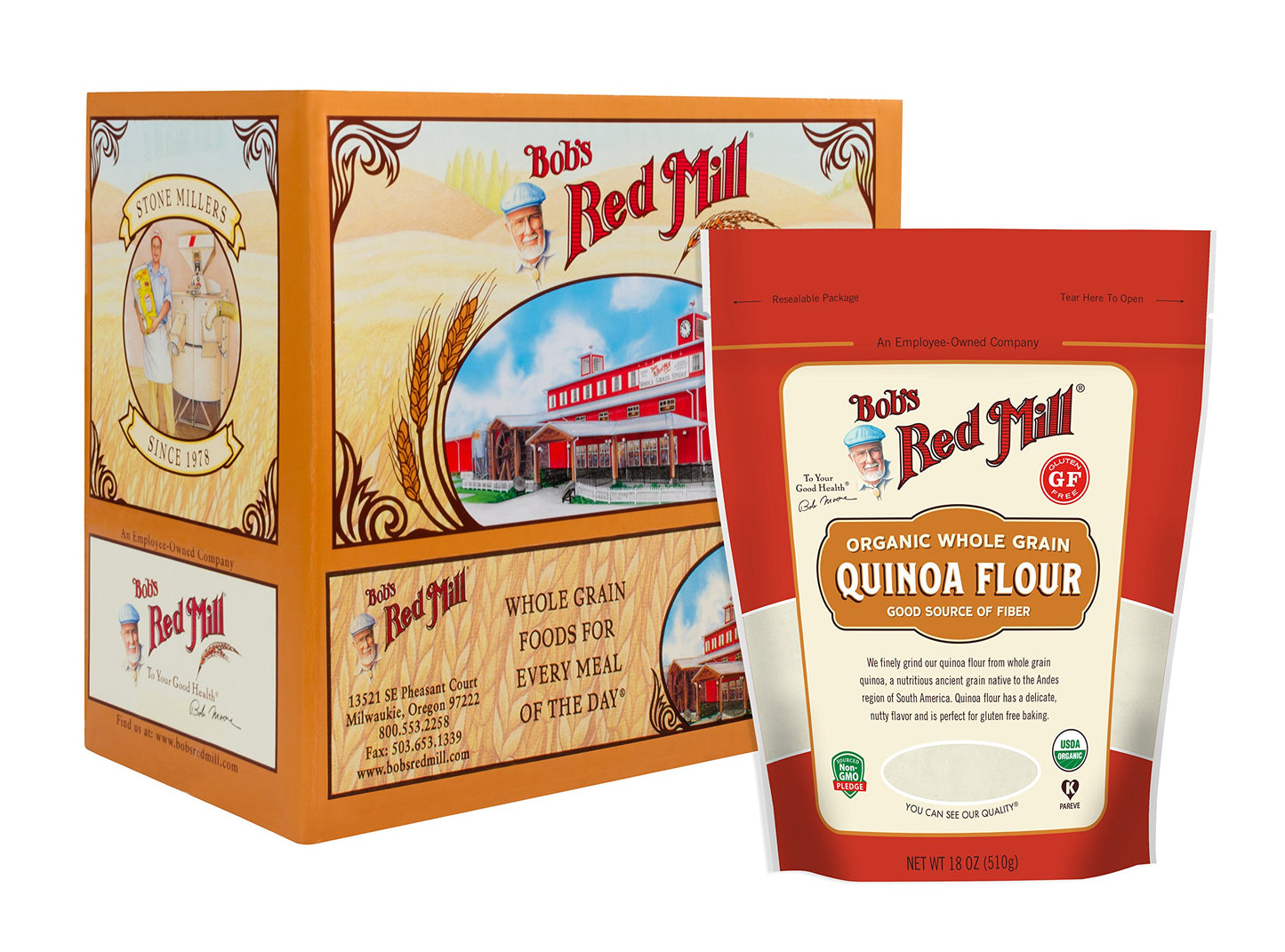 Bob s Red Mill Organic Quinoa Flour, 18oz (Pack of 4) - Non GMO, Whole Grain, Vegan, Kosher