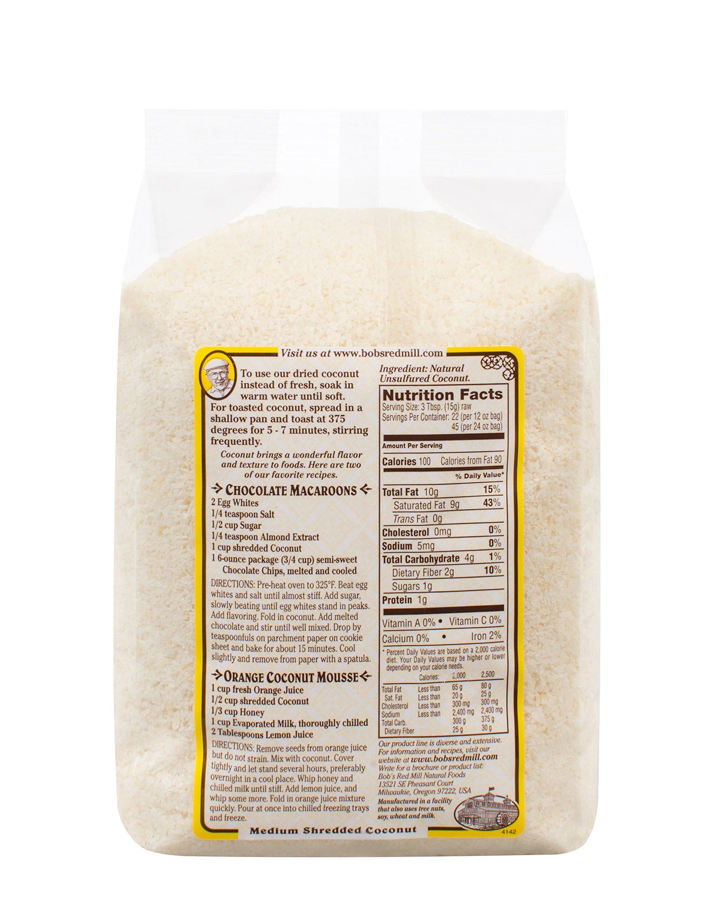 Bob'S Red Mill Shredded Coconut, Medium Unsweetened , 24 Ounce