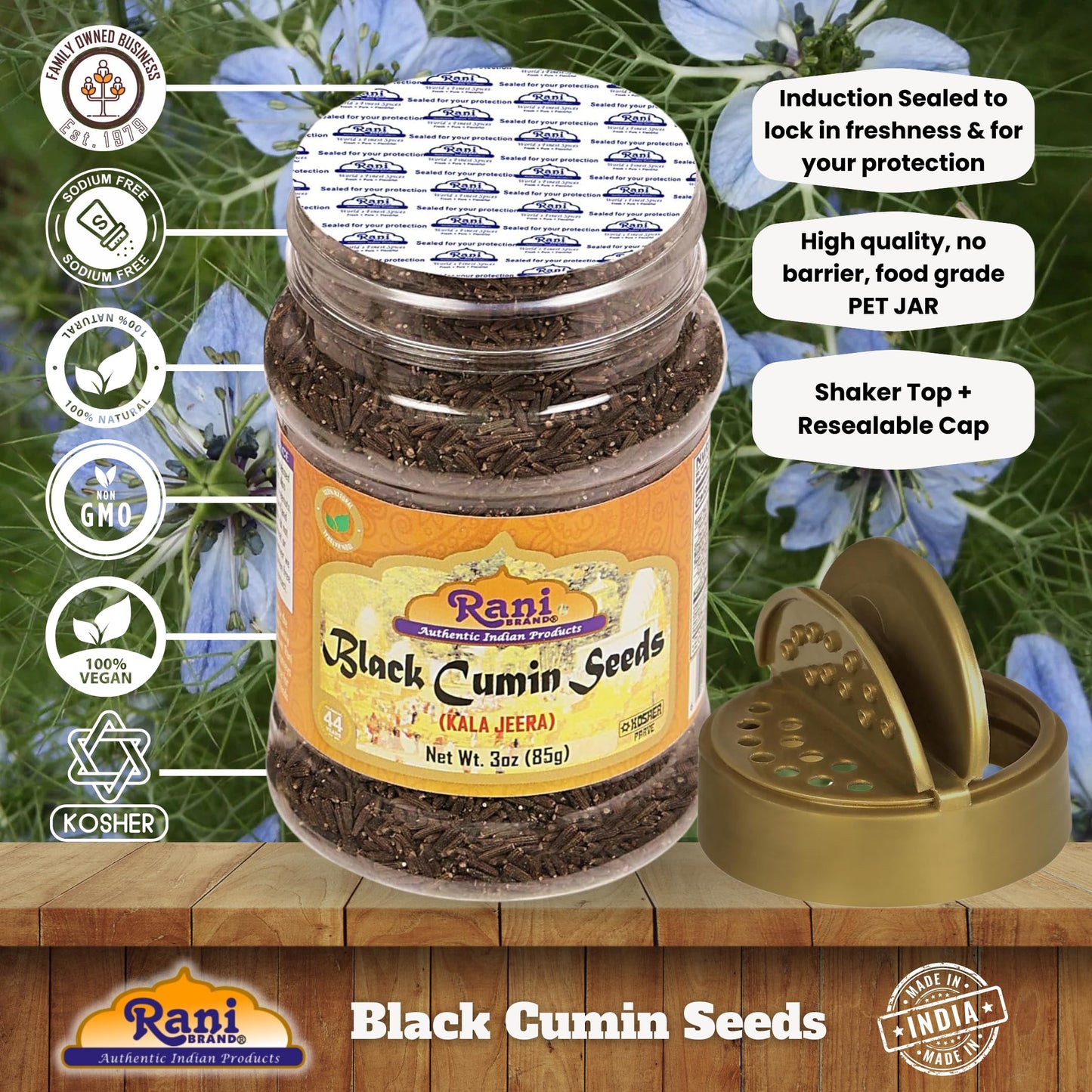 Rani Black Cumin Seeds (Kala Jeera/Bunium Bulbocastanum) 3Oz (85G) Natural ~ Gluten Friendly | Non-Gmo | Vegan | Indian Origin
