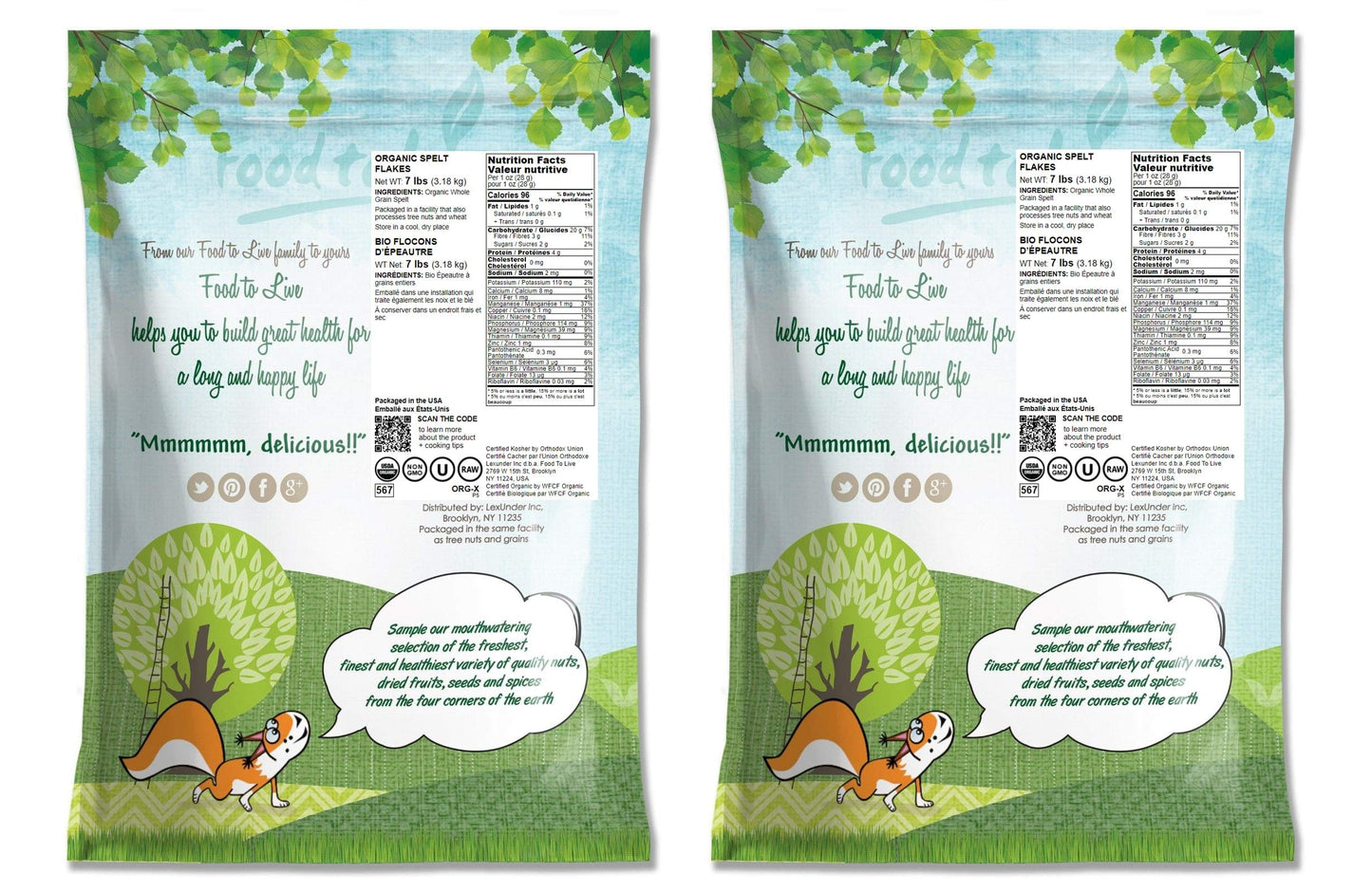 Food To Live Organic Spelt Flakes, 14 Pounds - Rolled Spelt Made From Whole Grain Non-Gmo Berries, Uncooked, Raw Whole Foods, Ve