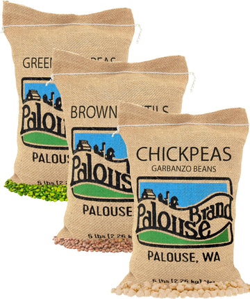 Garbanzo Beans | Pardina Lentils | Green Split Peas | 15 Total Lbs | Non-Gmo Project Verified | 100% Non-Irradiated | Certified