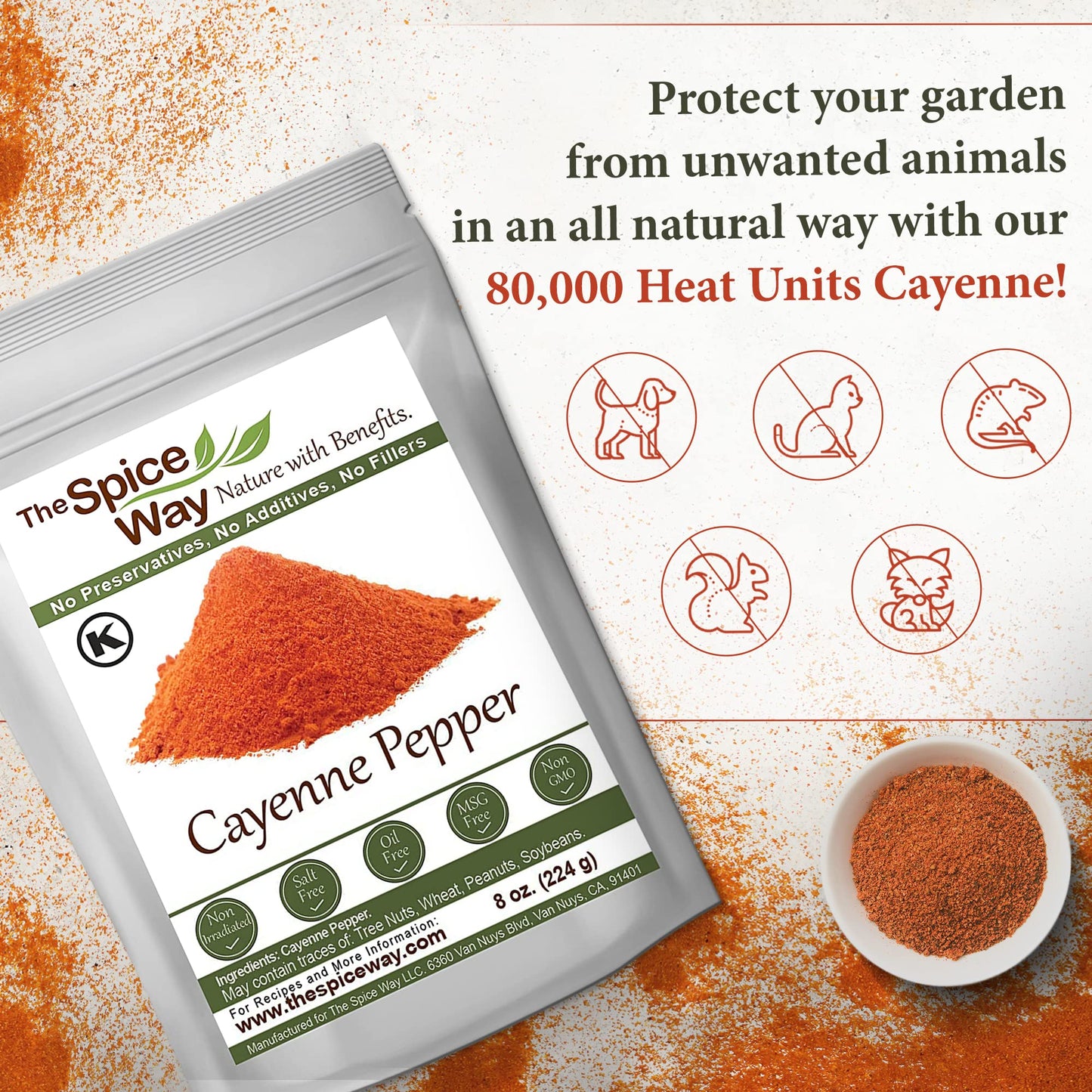 The Spice Way Red Pepper enhanced Cayenne Ground - 8 oz - pure chile powder - Cayenne Powder  No GMO s  Kosher Certified