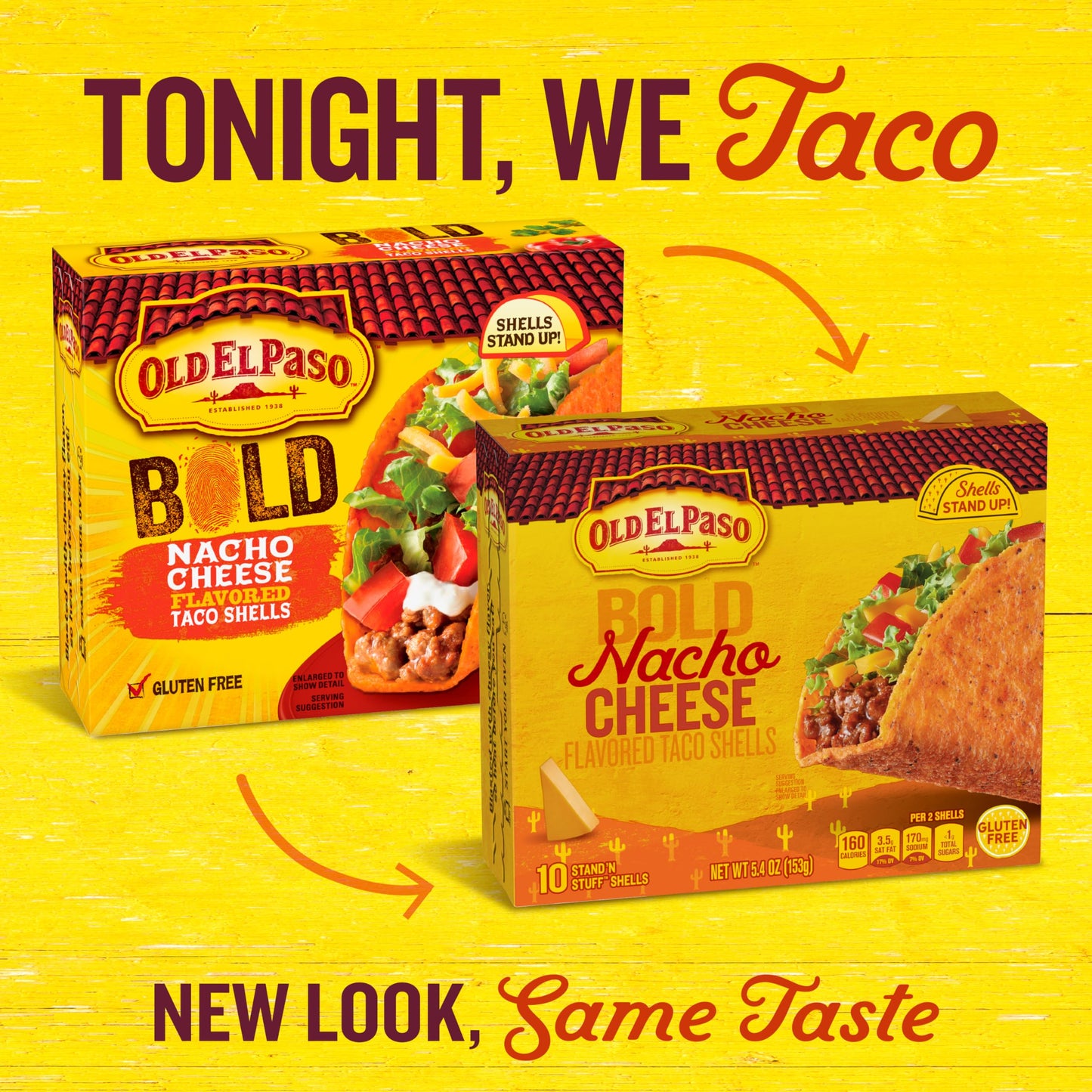 Old El Paso Stand N Stuff Bold Nacho Cheese Flavored Taco Shells, 10-count