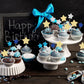 Gyufise 42Pcs Star Cupcake Toppers Gold Silver Blue Glitter Mixed Size Twinkle Little Star Cupcake Picks Decorations For Wedding