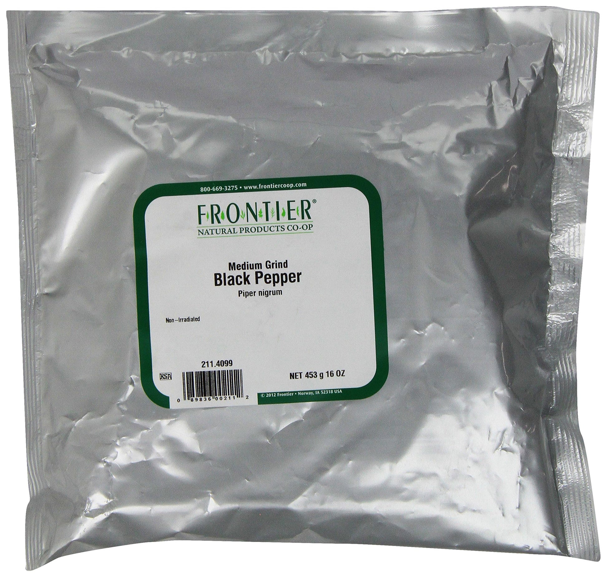 Frontier Co-op Medium Ground Black Pepper, 1-pound Bulk Bag, Full-bodied Flavor and Aroma, Kosher