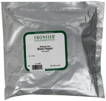 Frontier Co-op Medium Ground Black Pepper, 1-pound Bulk Bag, Full-bodied Flavor and Aroma, Kosher
