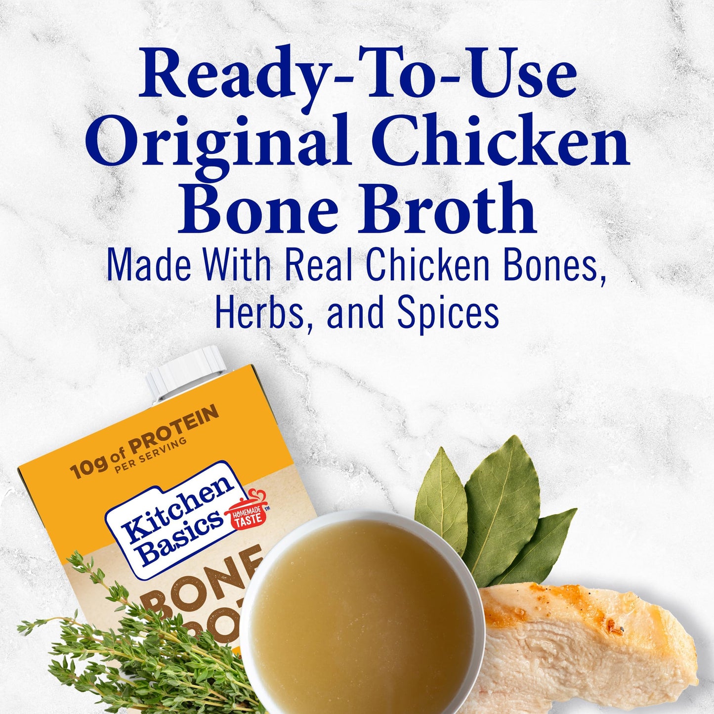 Kitchen Basics Chicken Bone Broth, 32 Fl Oz, Great for Soups and Side Dishes, Model 901385049