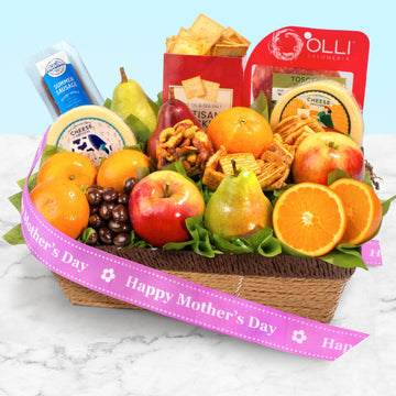 Mothers Day Gift Grand Fruit Gourmet and Snacks Basket