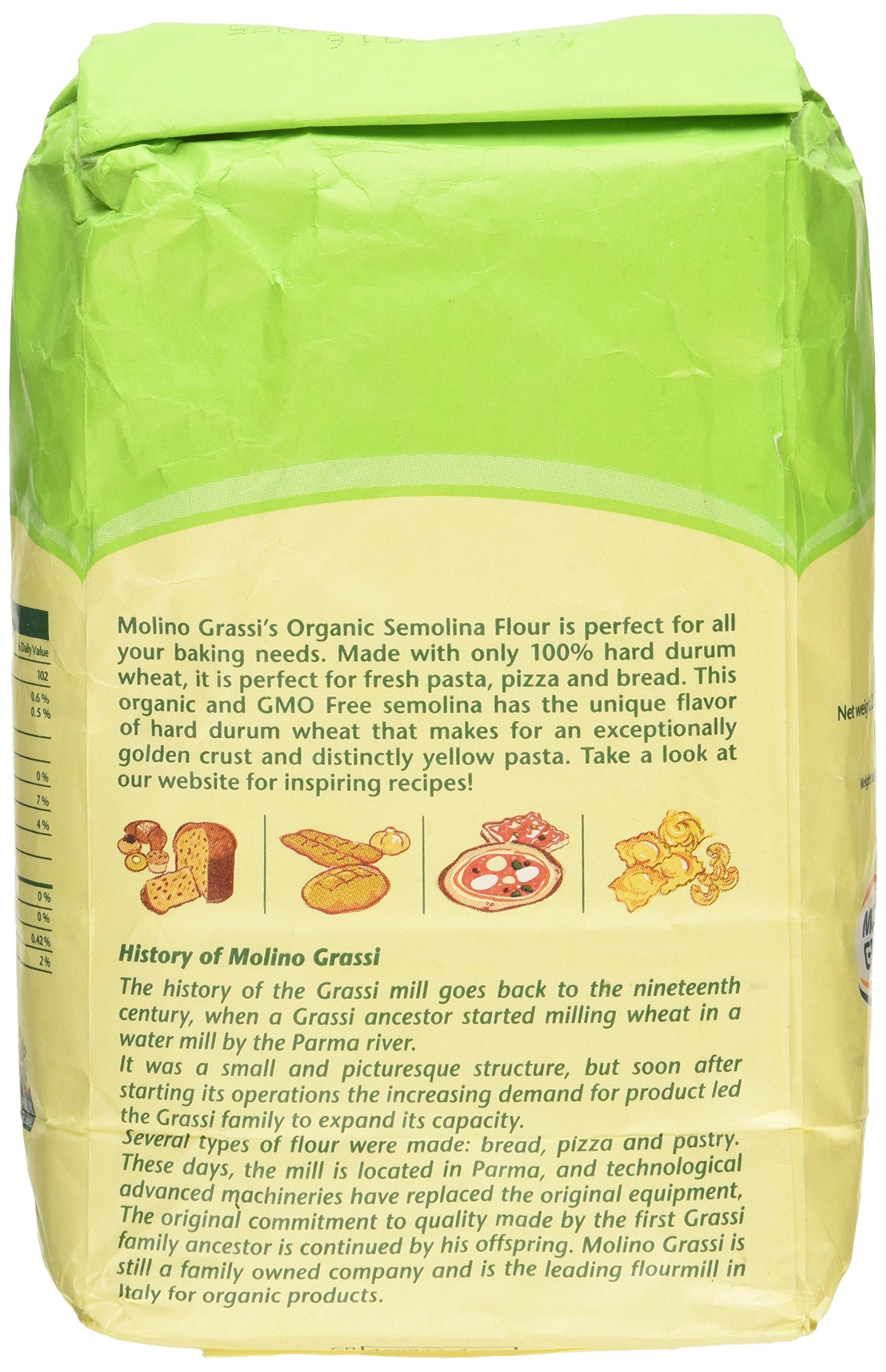 MOLINO GRASSI Organic Italian Semolina Flour, 35.2 OZ