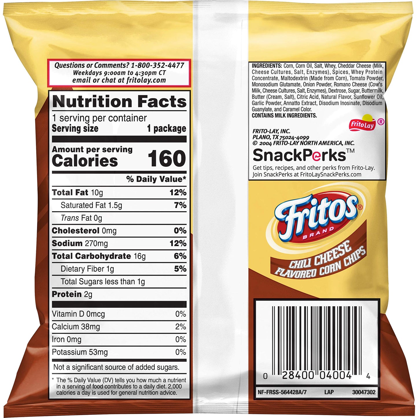 Fritos Corn Chips, Chili Cheese, 1 Ounce (Pack Of 40)