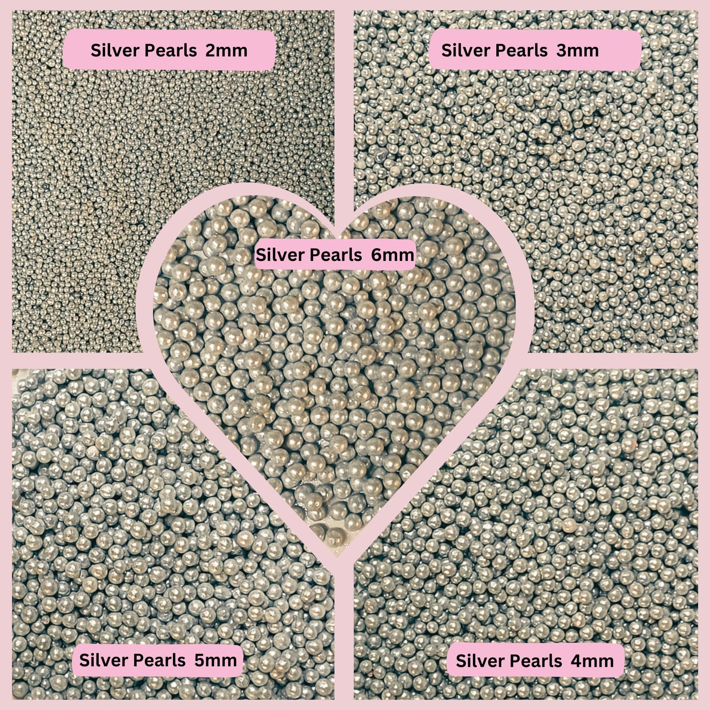 Confect Pearl Sprinkles | Assorted Pack Of 5 Shimmering Sliver Disco Ball Christmas, Birthday & Celebration Sprinkles | Mix Silver Pearl Dragees - Vegan, Gluten-Free, Nut-Free, Soy-Free, Dairy-Free, Palm Oil-Free, No Artificial Dyes - 5 Oz