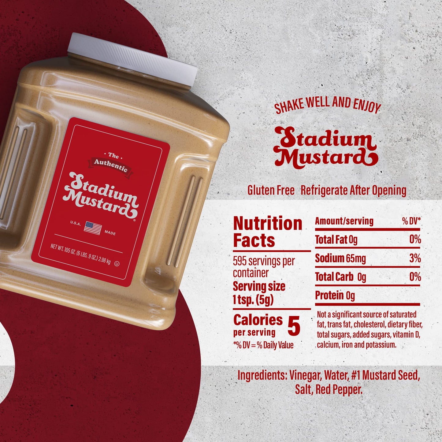The Authentic Stadium Mustard. Bulk Food Service Jug. From Cleveland'S Famed Municipal Stadium. The Classic Condiment For Hot Do