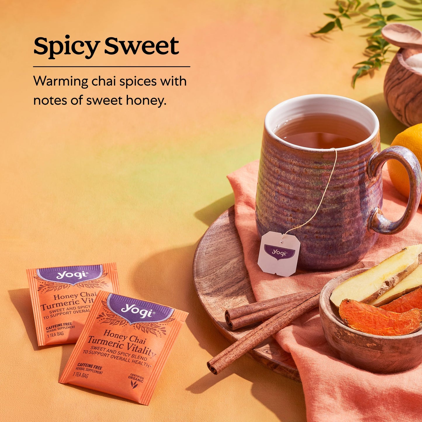 Yogi Tea Honey Chai Turmeric Vitality Tea - 16 Tea Bags Per Pack (4 Packs) - Organic Tea To Support Overall Health - Includes Ci