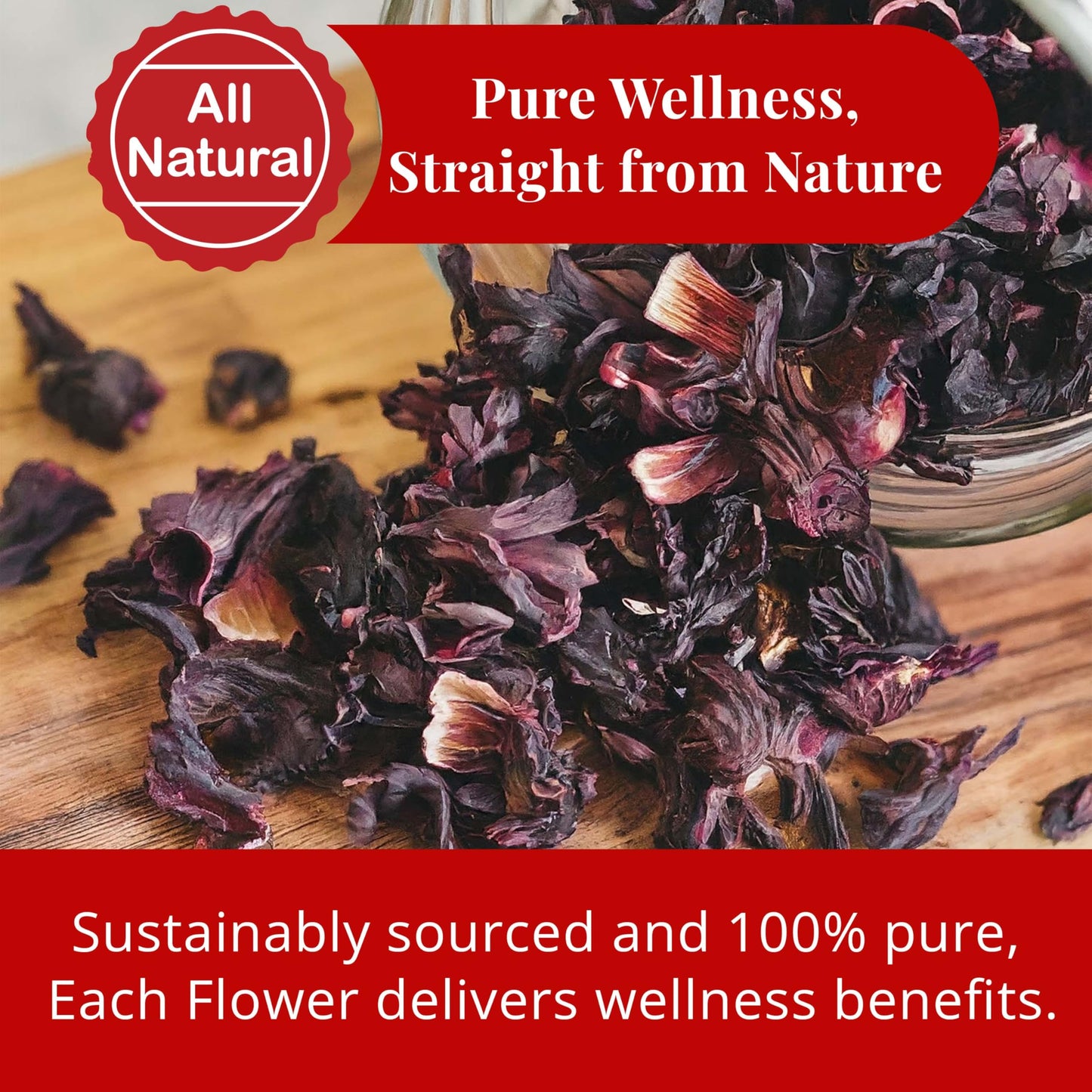 Akshit Hibiscus Tea, 100% Natural Whole Flowers, Non-GMO, Gluten-Free, 2.6oz (75g), Pack of 1