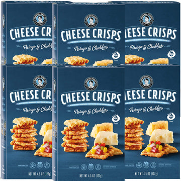 John Wm. Macy'S Cheesecrisps | Asiago & Cheddar | Twice Baked Sourdough Crackers Made With 100% Real Aged Cheese, Non Gmo, Nothi