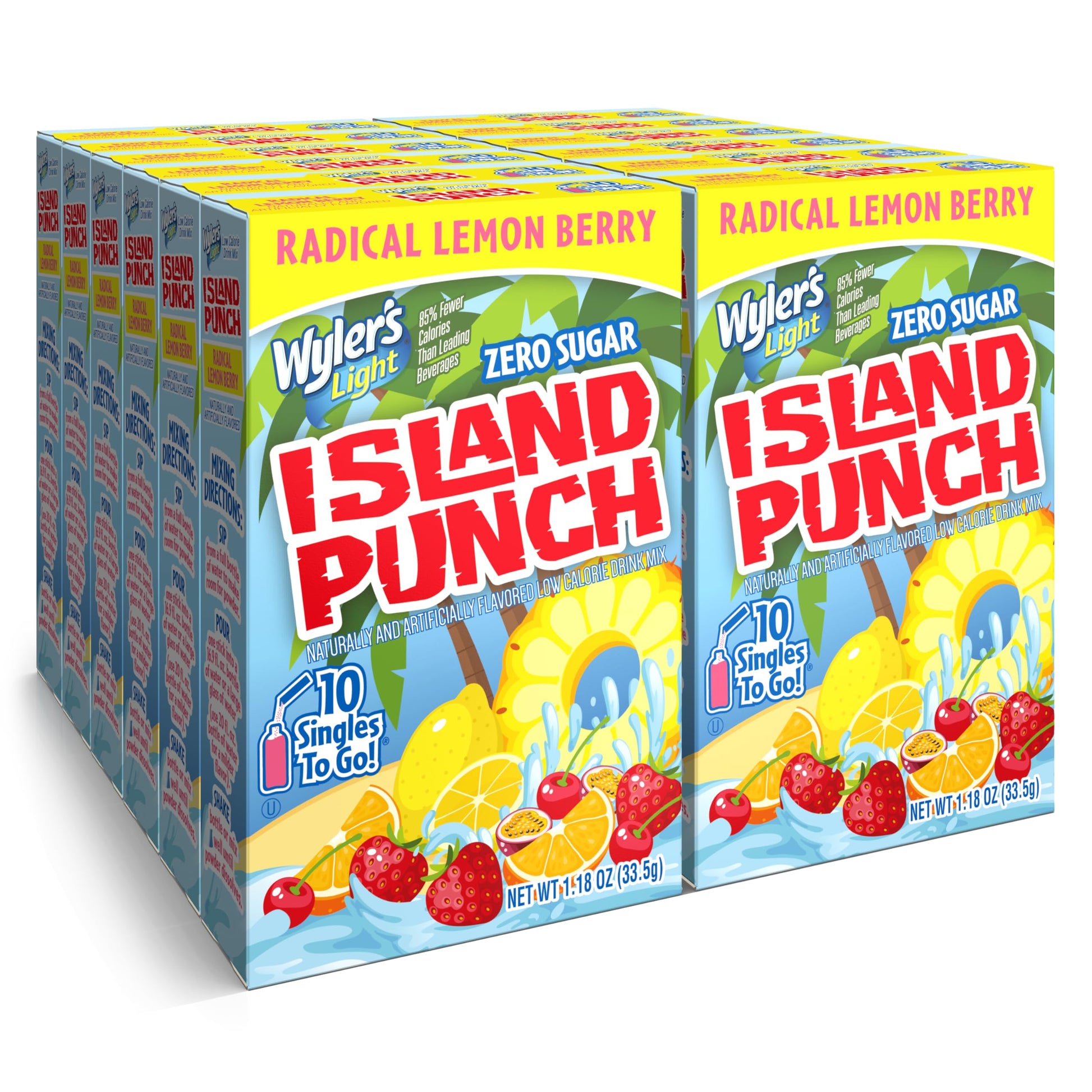 Wylers Light Island Punch Drink Mix, Radical Lemon Berry, 10 Count, 0.98 Ounce (Pack of 12), Model 072392344352