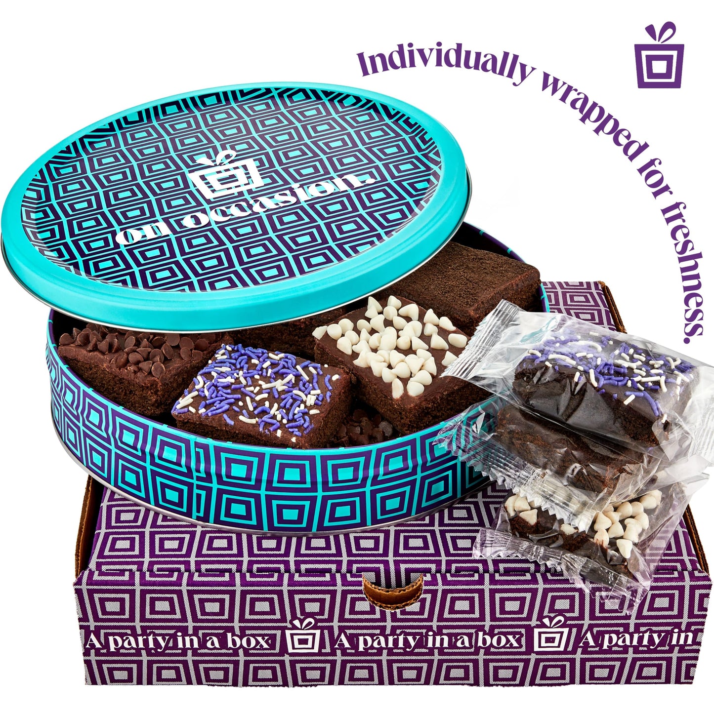 Chocolate Brownies Individually Wrapped | Fudge Brownie Assortment Gift Basket By On Occasion | Brownies Gift Baskets For Sympat
