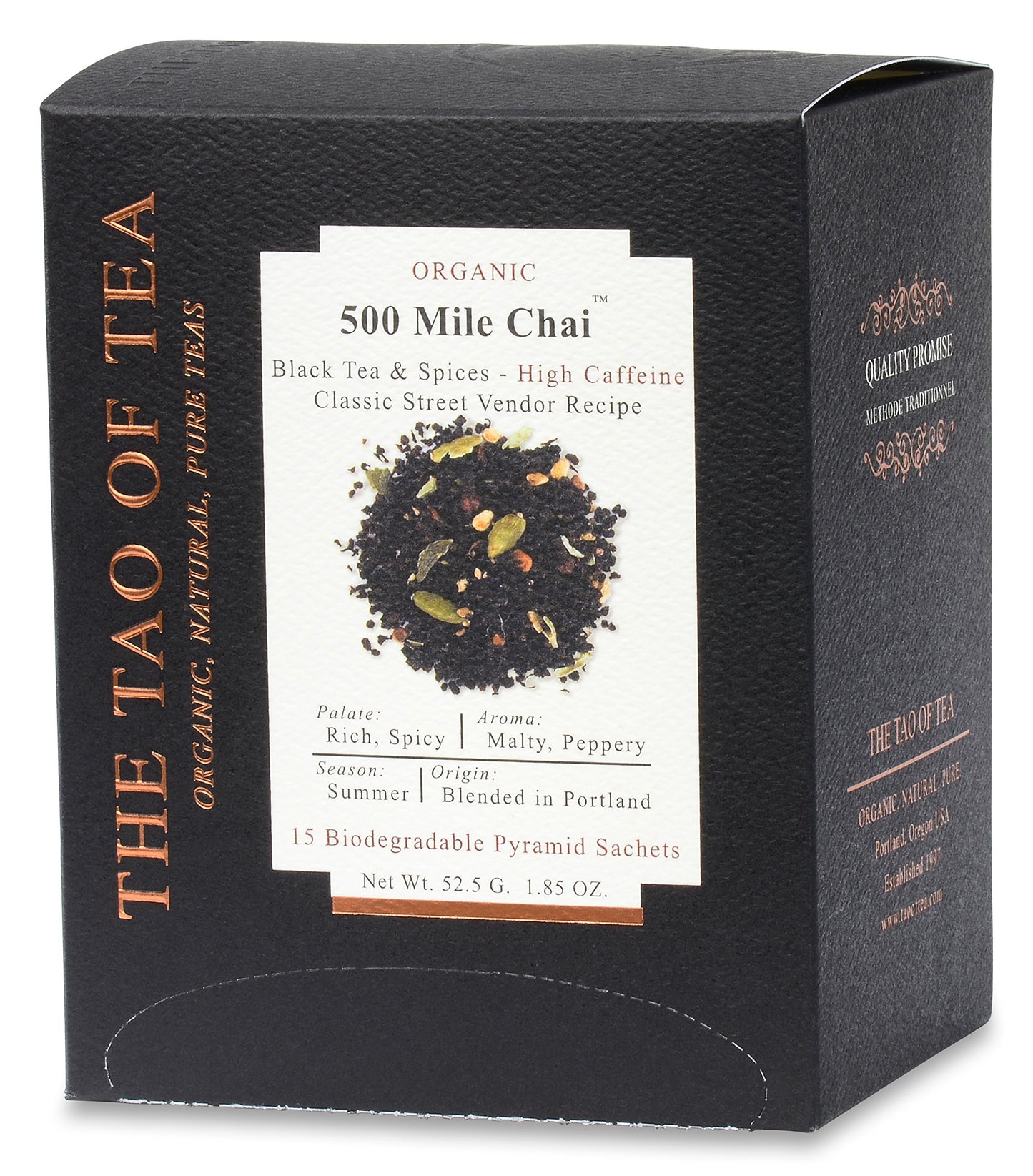 The Tao Of Tea 500 Mile Chai Box Pyramid Sachets, 1.85 Ounce