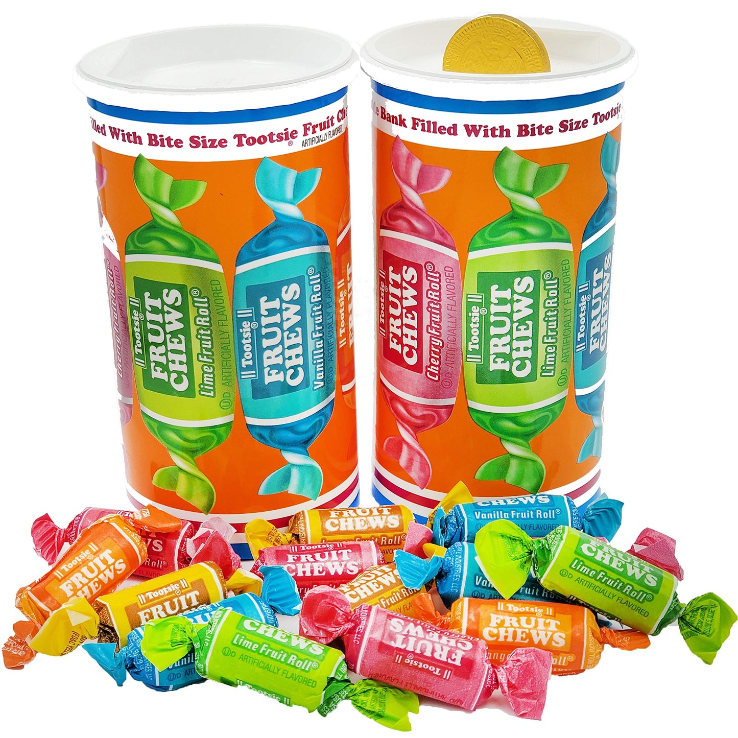 Fruidles Tootsie Bank Twist Midgees Roll, Peanut-Free, Gluten-Free, Kosher Certified, Individually Wrapped, 4oz (2-Pack)