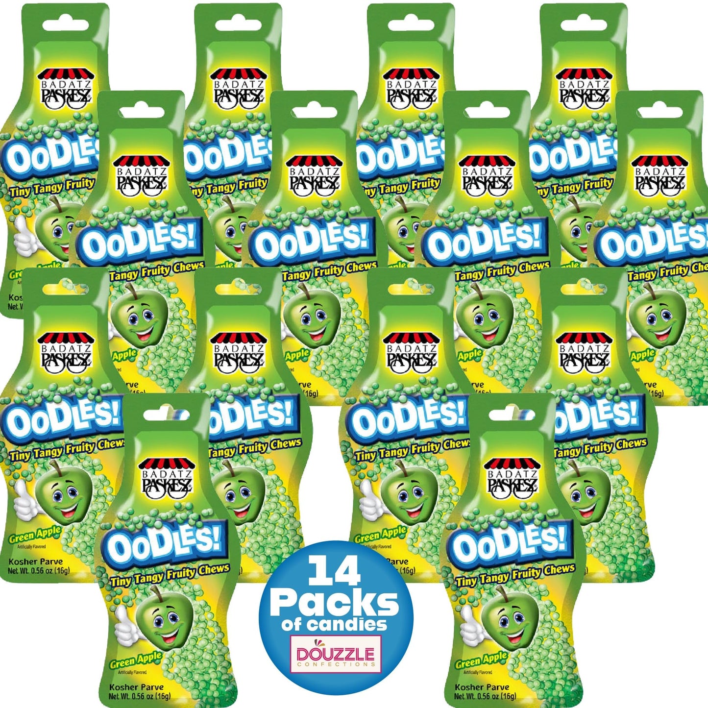 DOUzzle Back To School Oodles Apple Tiny Tangy Fruity Chews Mix (12 Count, 1 Pack) Individually Wrapped, Party Favor, Goodie Bag