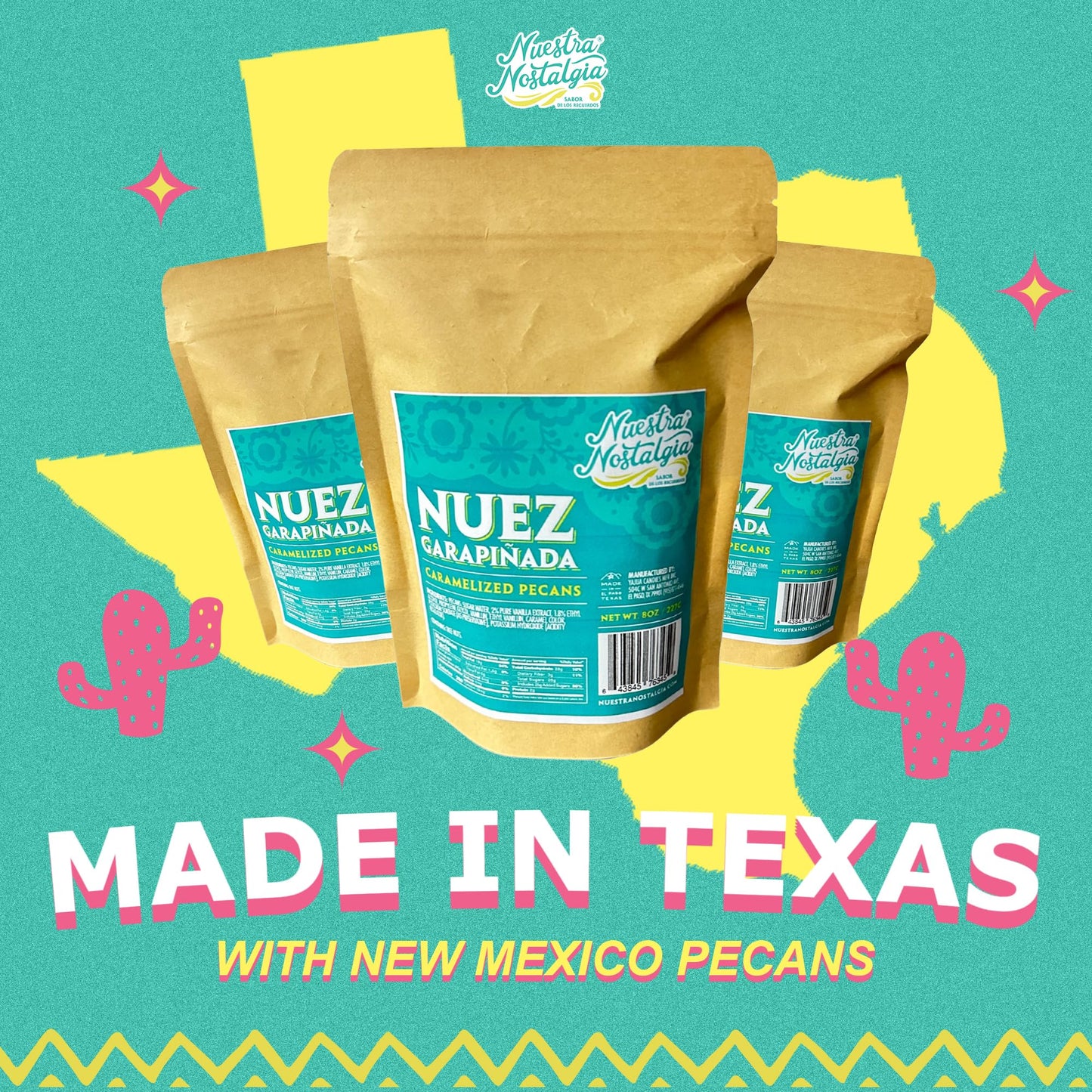 Nuez Garapiada | Caramelized Pecans - Crunchy Mexican-Style Candied Pecans With A Hint Of Vanilla (8Oz Bag)