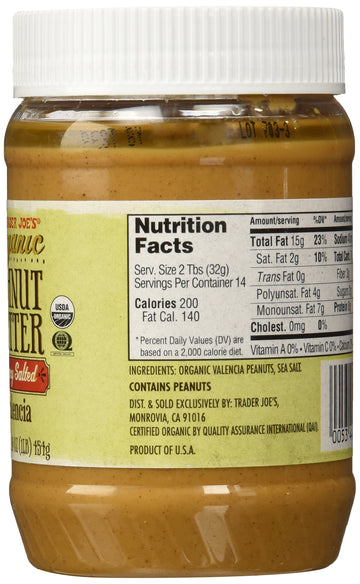 Trader Joe's Organic Peanut Butter Creamy and Salted, 1 lb