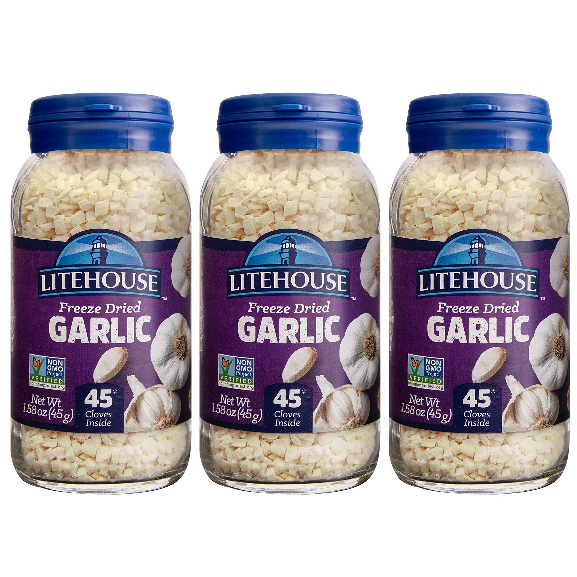 Litehouse Freeze Dried Garlic - Substitute for Fresh Garlic - 1.58 Ounce, 3-Pack, Non-GMO, Gluten-Free