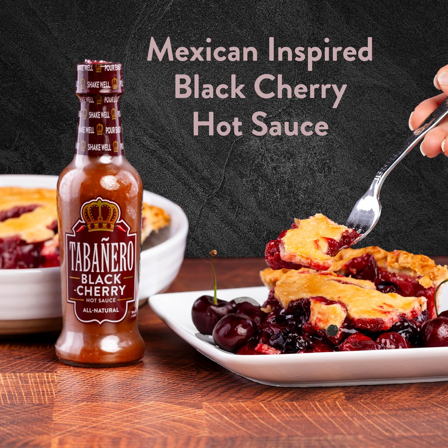 Tabanero Black Cherry Hot Sauce, All Natural, Gluten Free, Vegan, Kosher, 5 oz Bottle