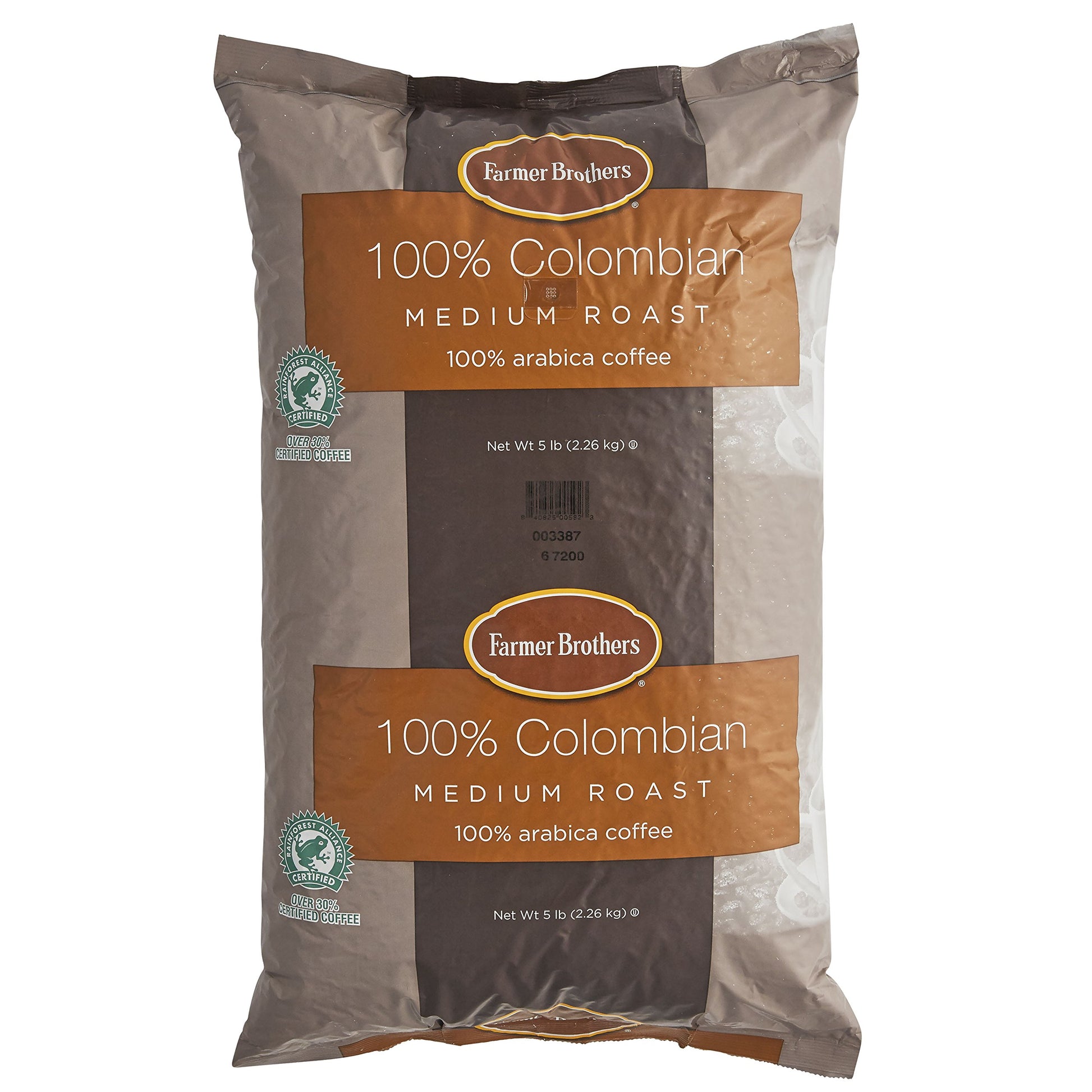 Farmer Brothers Coffee Whole Bean Medium Roast 100% Colombian 5 Lb Bag Bulk 6 Pack