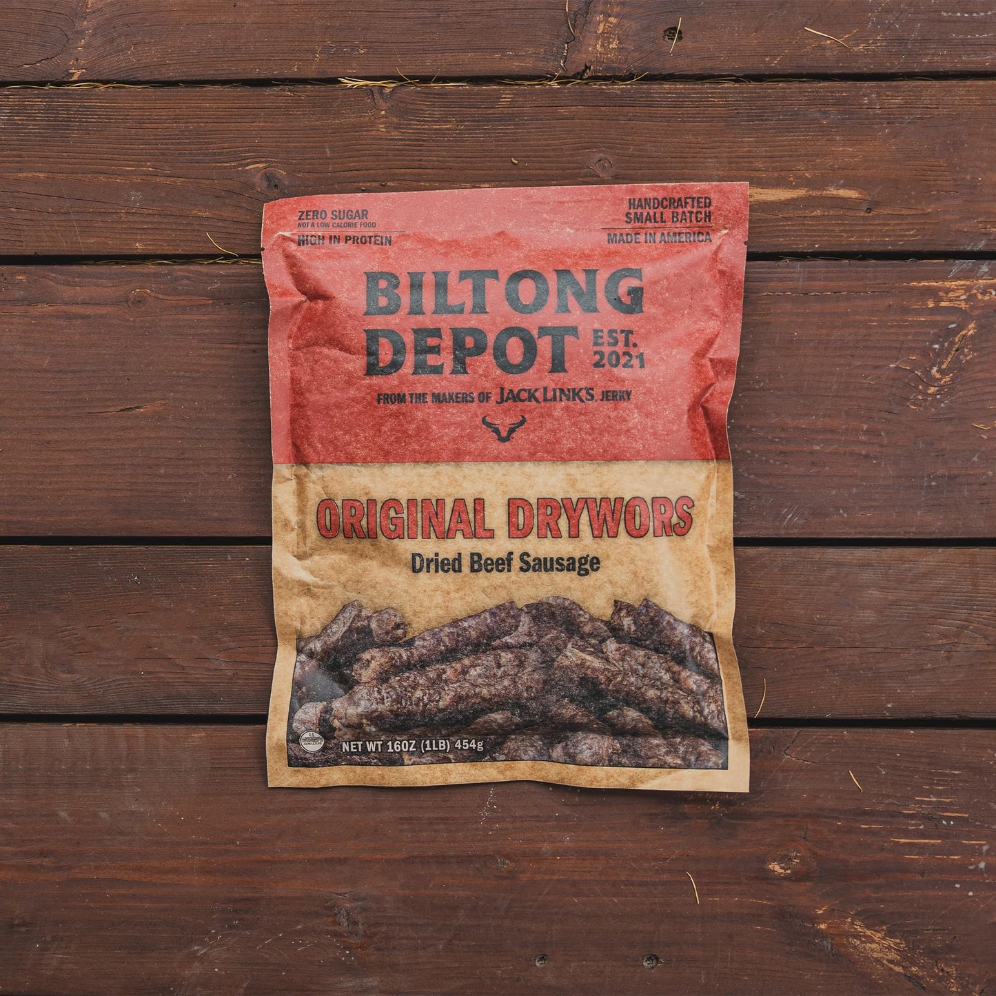 Biltong Depot - Natural Droewors (1 lb) 16oz South African Droewors Beef Sausage Sticks Keto and Paleo Certified Air-Dried Sausa