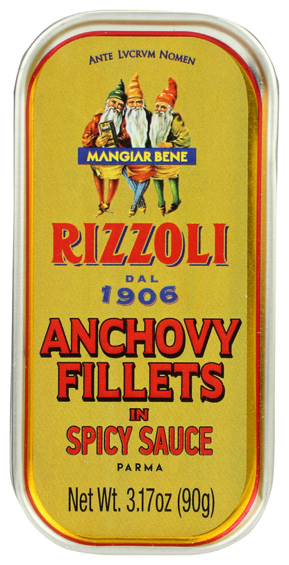 Rizzoli Anchovy Fillets In Spicy Sauce, 3.17 OZ