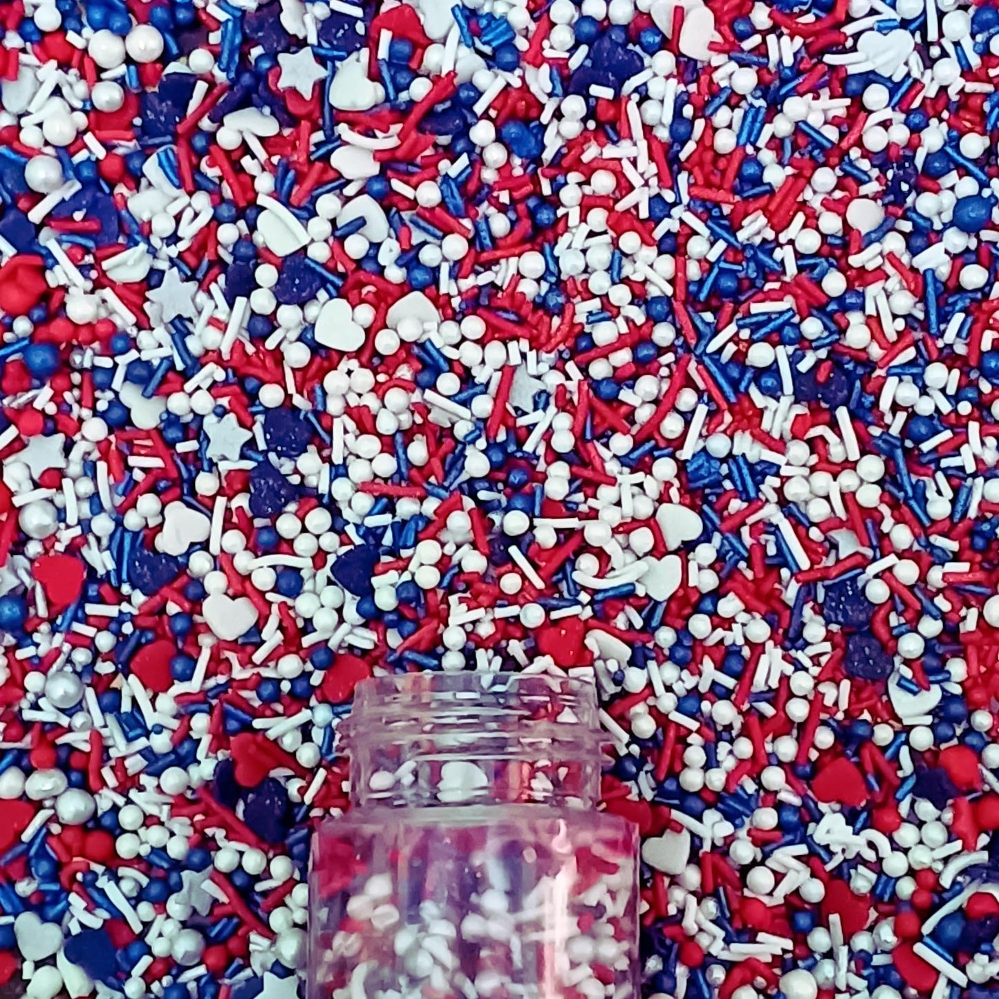 Confect Cake Mate Dessert Sprinkles - Edible Red, White & Navy Blue Toppings - Vegan, Gluten-Free - 4.2 Oz