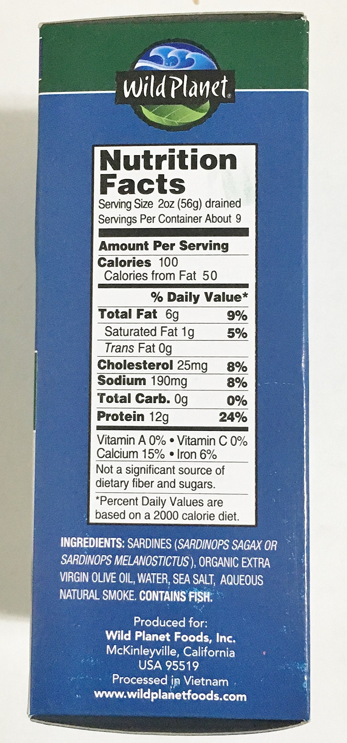 Wild Planet Wild Pacific Sardines in Extra Virgin Olive Oil, 4.4 Ounce (6 Count)