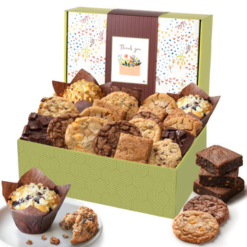 Broadway Basketeers Brownie and Cookie Gift Box, Medium Size, Thank You Color, Ideal for Teachers, Nurses, and Families