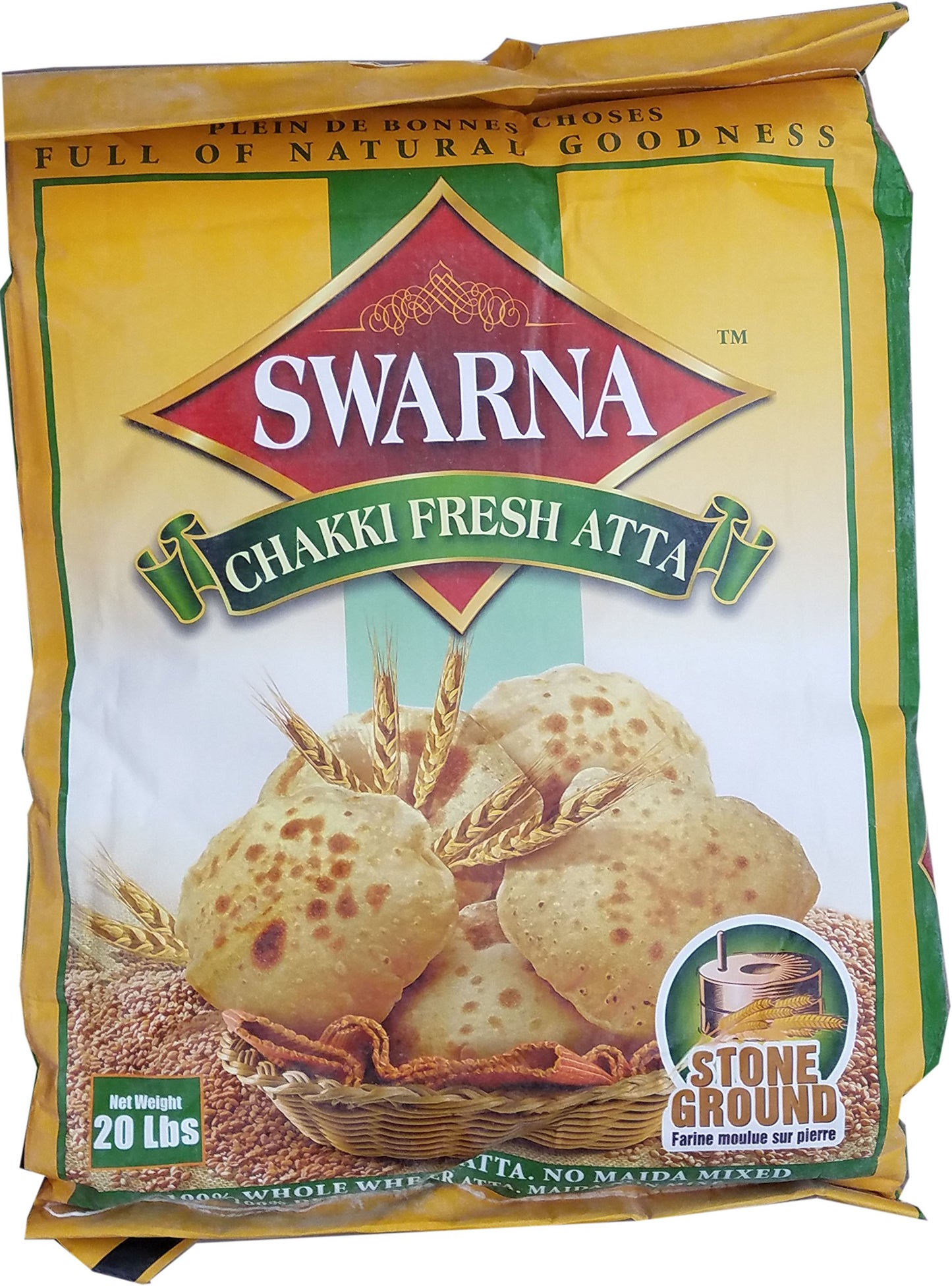 Swarna Fresh Chakki Atta Stone Ground, 20 Pound