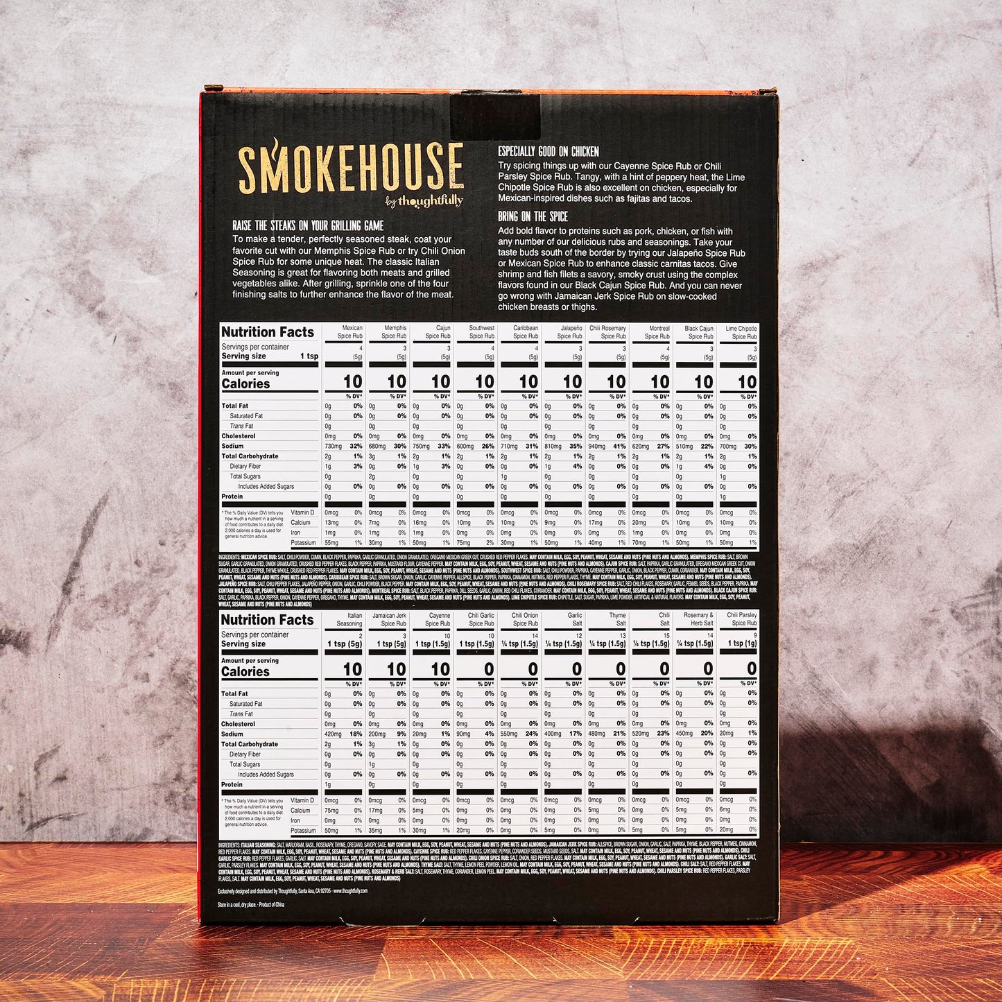 Smokehouse By Thoughtfully Holiday Ultimate Grilling Spice Seasoning Gift Set,Flavors Include Chili Garlic, Rosemary And Herb, Lime Chipotle And More, Christmas Wrap, Set Of 20