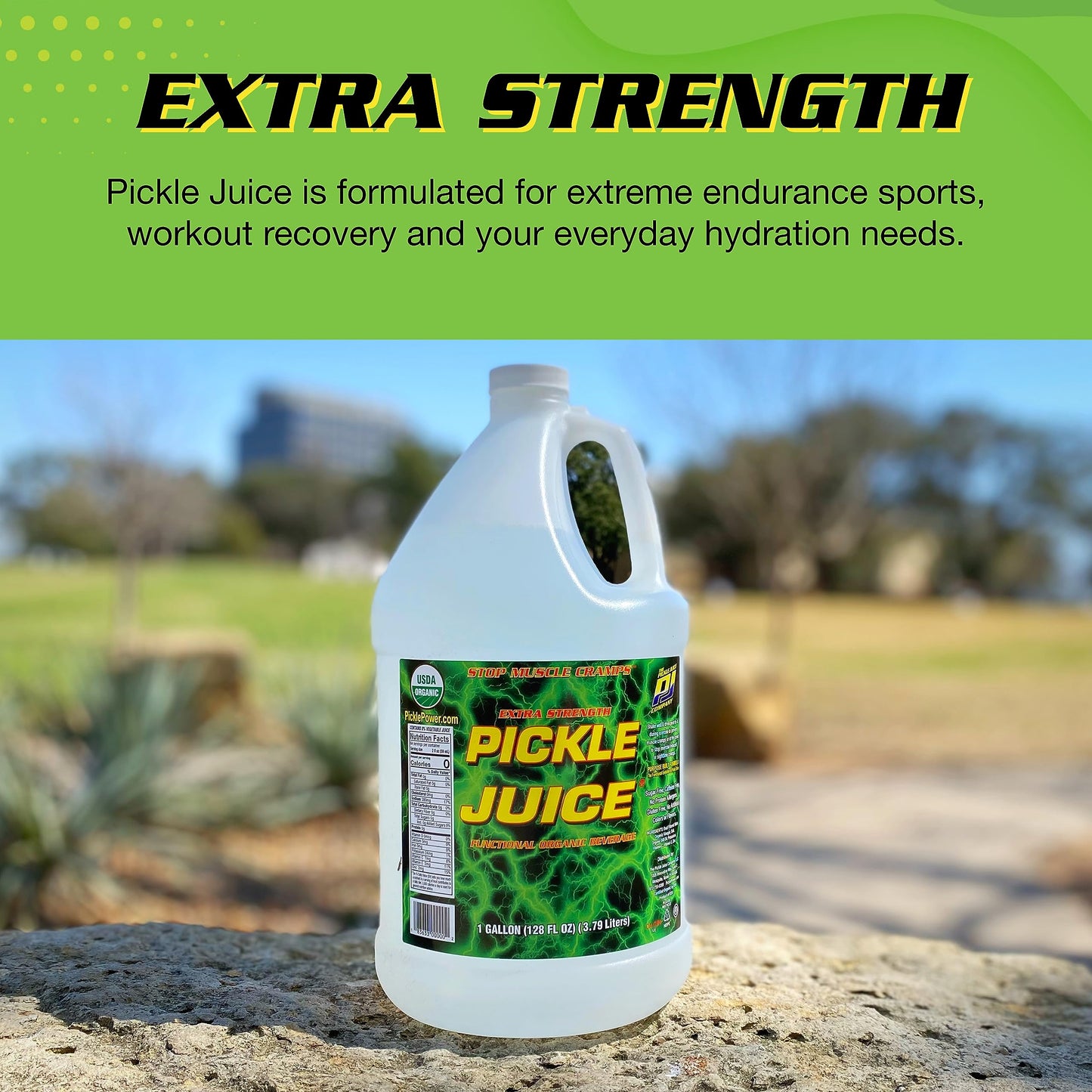 Pickle Juice Sports Drink - Extra Strength Electrolyte, 1 Gallon, Transparent, Relieves Cramps, Bulk Size