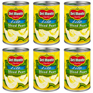Del Monte Lite Sliced Pears (Bartlett) in Extra Light Syrup 15oz Can (Pack of 6)