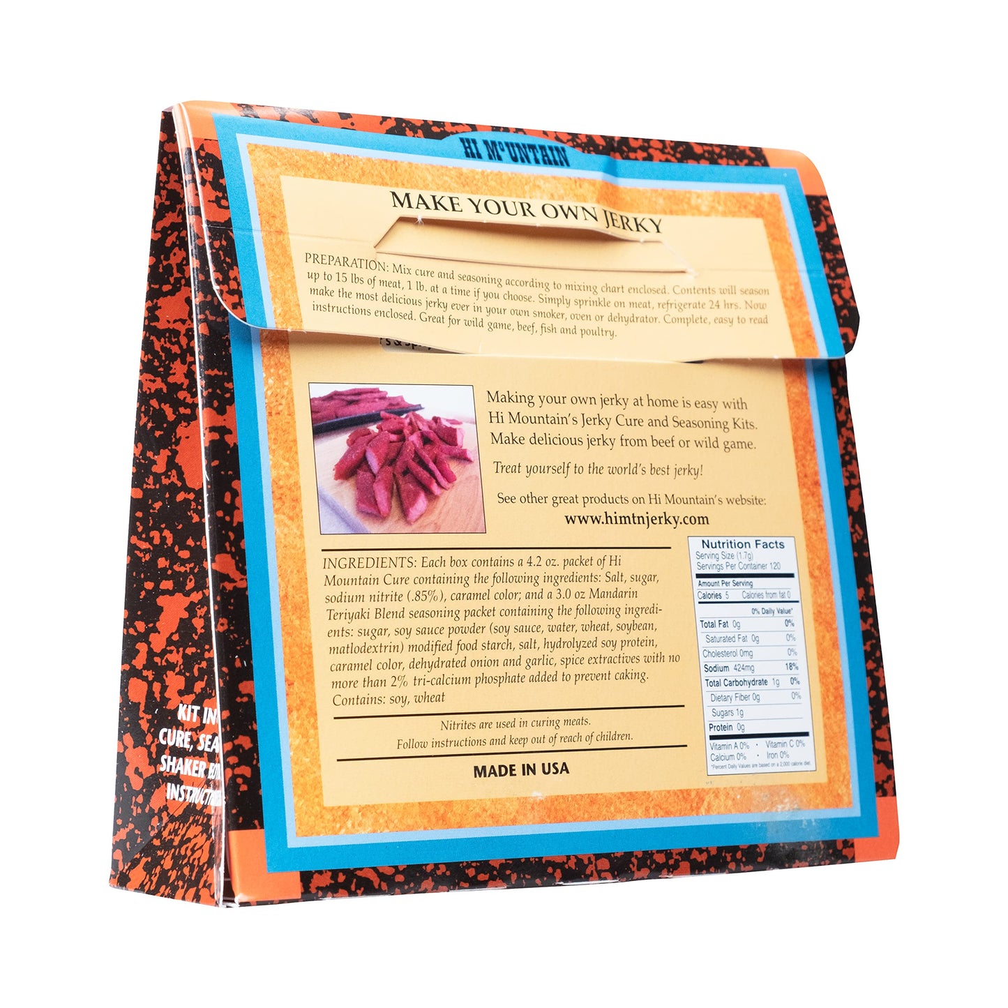 Hi Mountain Jerky Seasoning And Cure Kit | Mandarin Teriyaki Blend | Create Savory Homemade Beef Jerky | Great For Beef, Deer, Elk, & Venison | Mix Will Season Up To 15Lbs. Of Meat (1 Box)