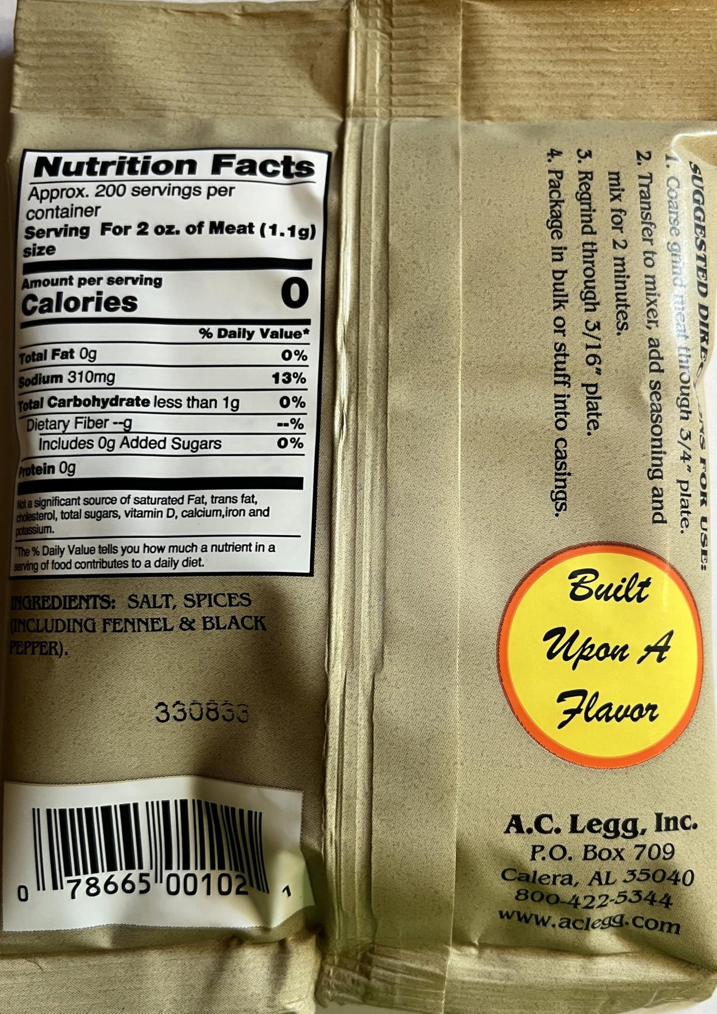 A.C. Legg - Mild Italian Sausage Seasoning - 8 Ounce