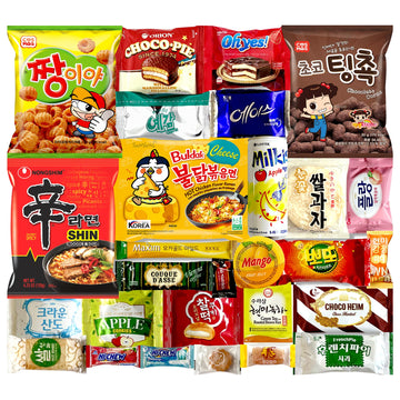 Dagaon Delightful Korean Snack Box 28 Count - Tasty Korean Snacks And Foods Including Chips, Biscuits, Cookies, Pies, Candies, D